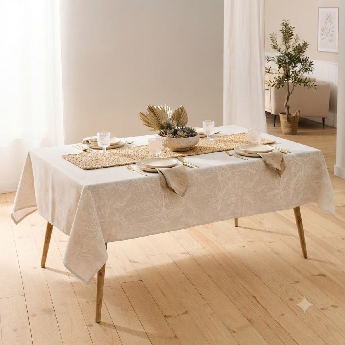 Nappe effet lin Lorenza beige, EDEN