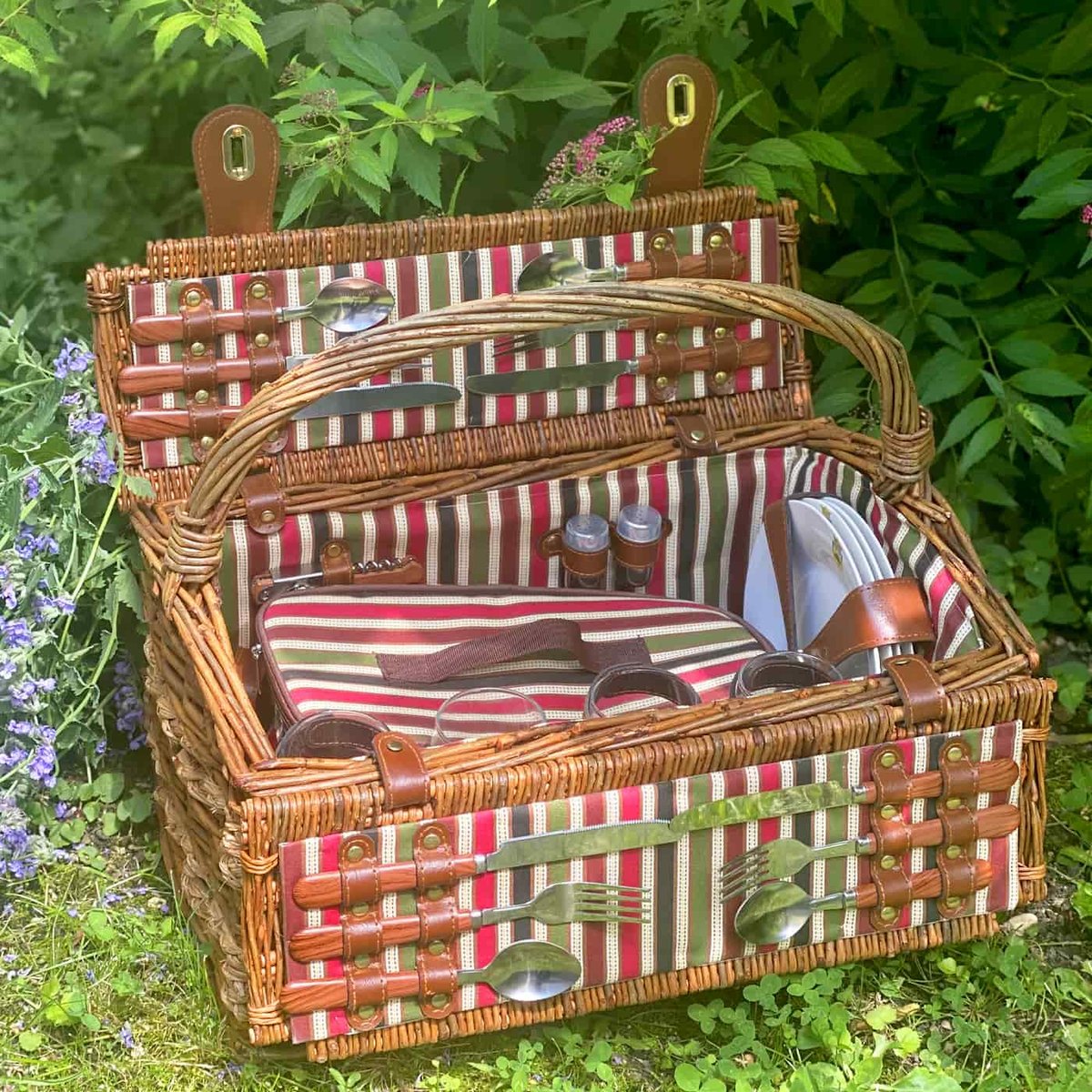 Panier pique-nique Montmartre 4 pers rayures multicolor, LES JARDINS DE LA COMTESSE