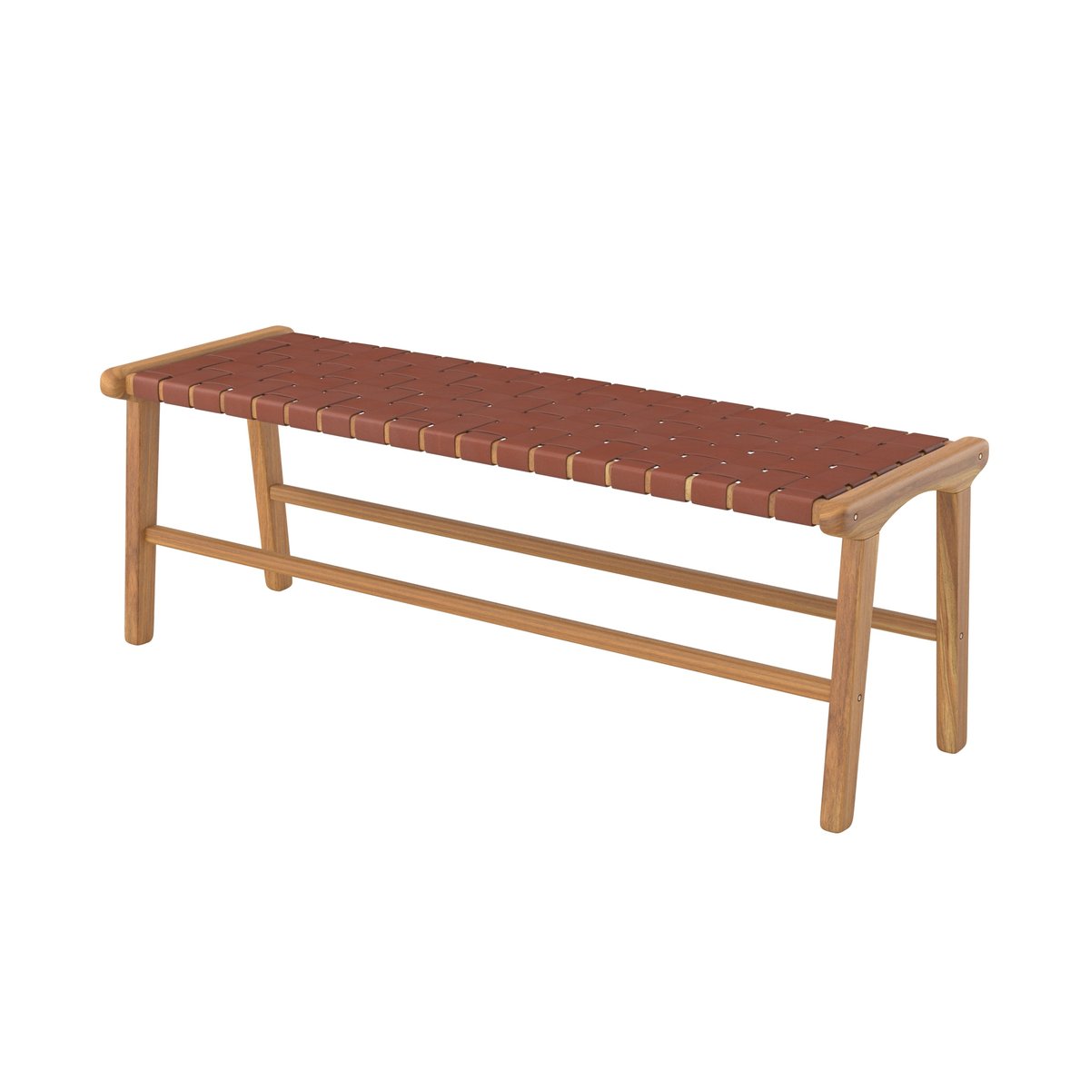 Banc 120 cm en cuir de teck - KUNA marron, MAISON PAVANE