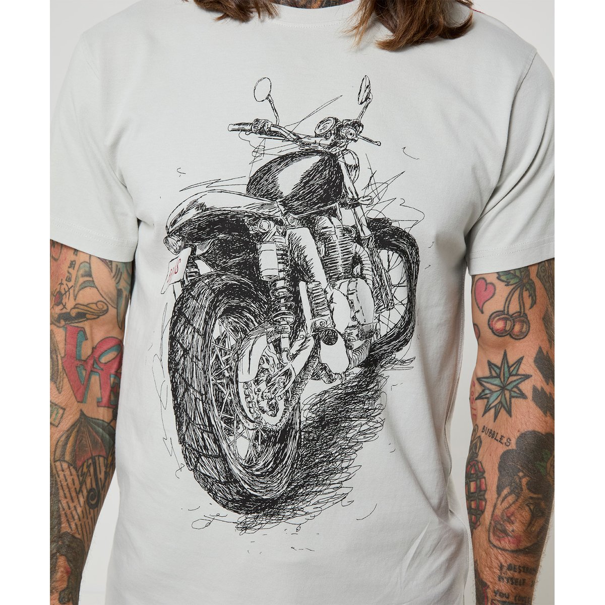 T-Shirt Moto Esquissée gris, JOE BROWNS