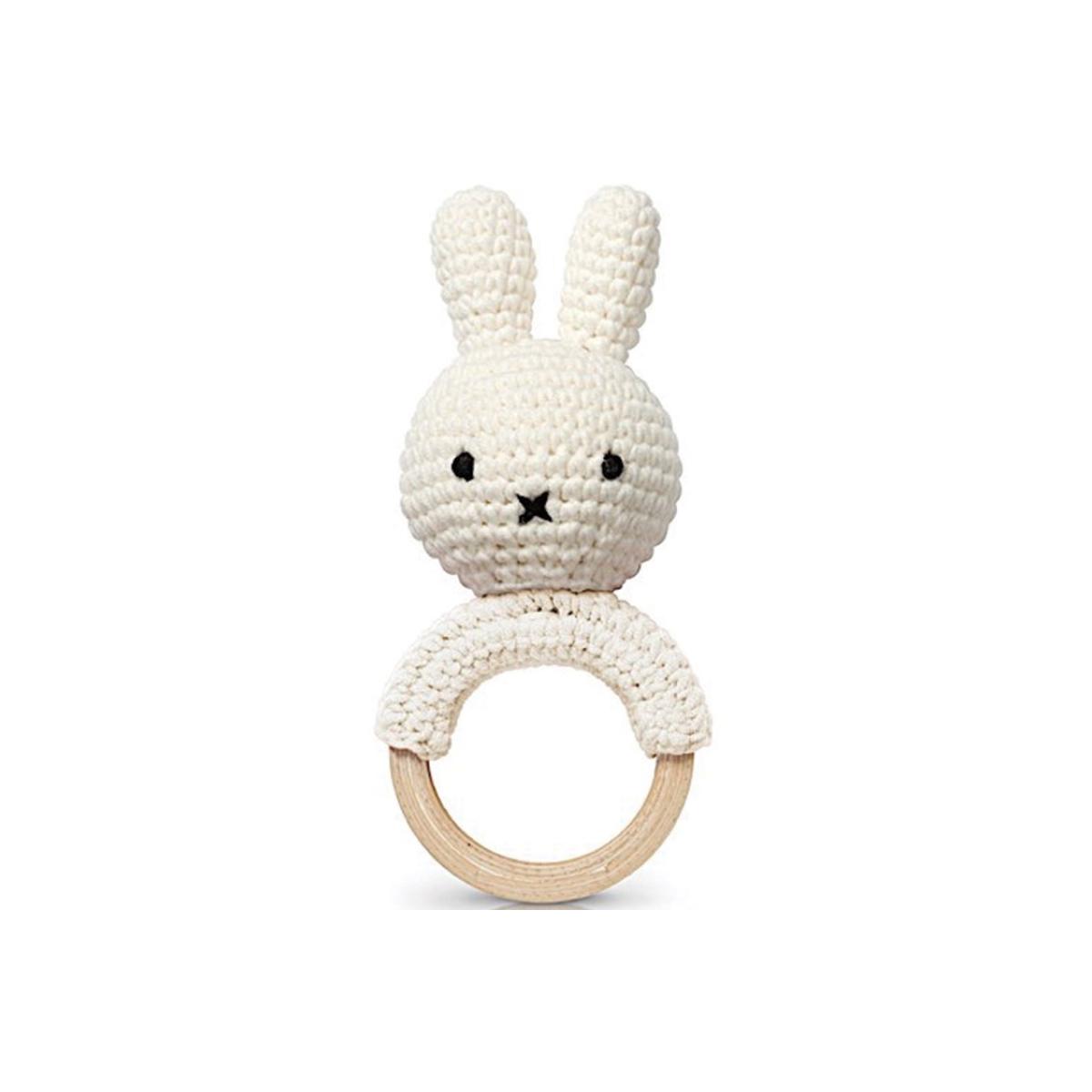 Hochet anneau de dentition Miffy ecru, JUST DUTCH