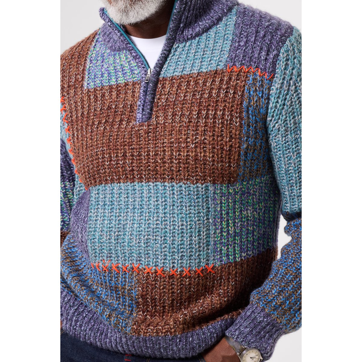 Pull Col Cheminée Patchwork Parfait multicolore, JOE BROWNS