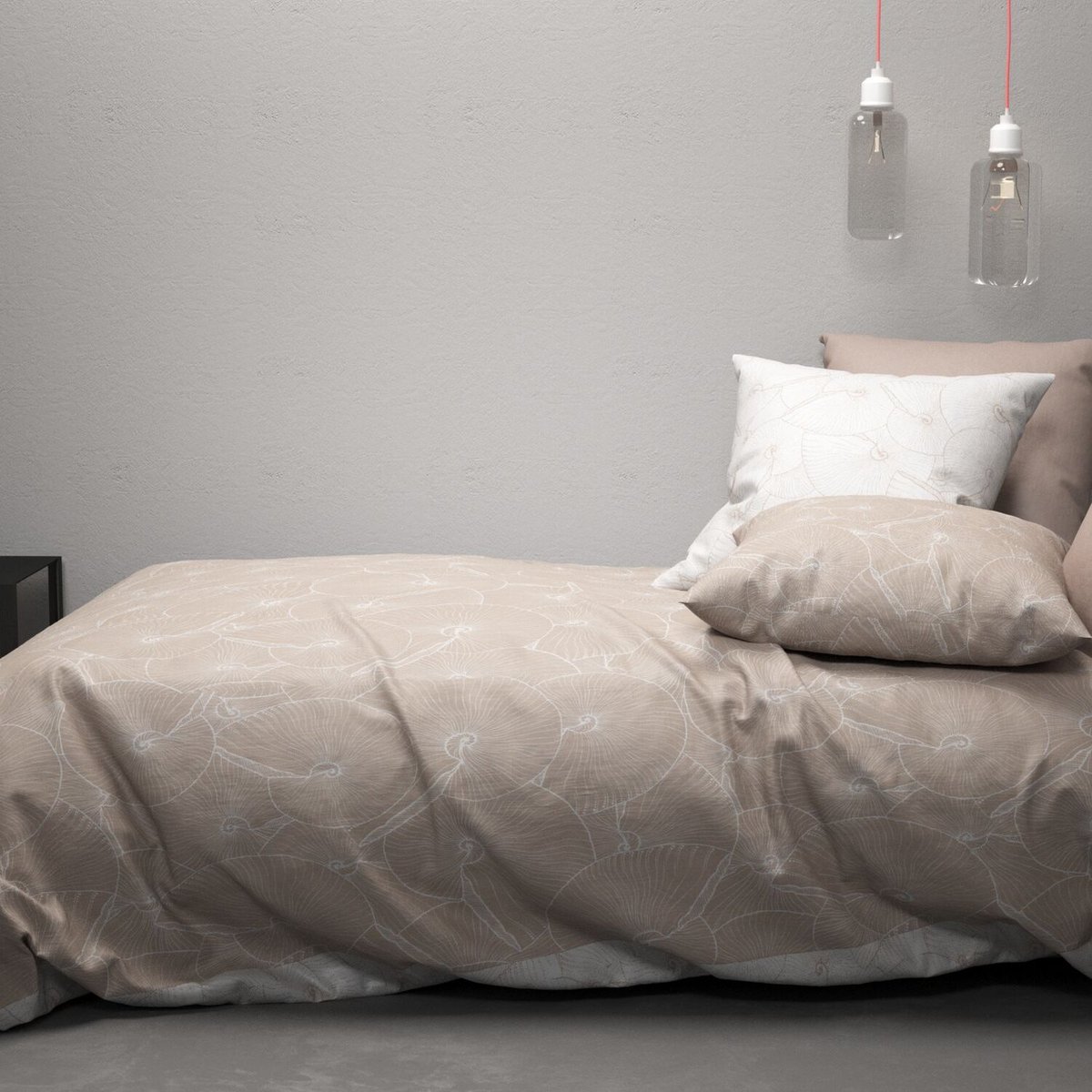 Parure housse de couette en coton imprimée, Plage beige, C DESIGN HOME TEXTILE