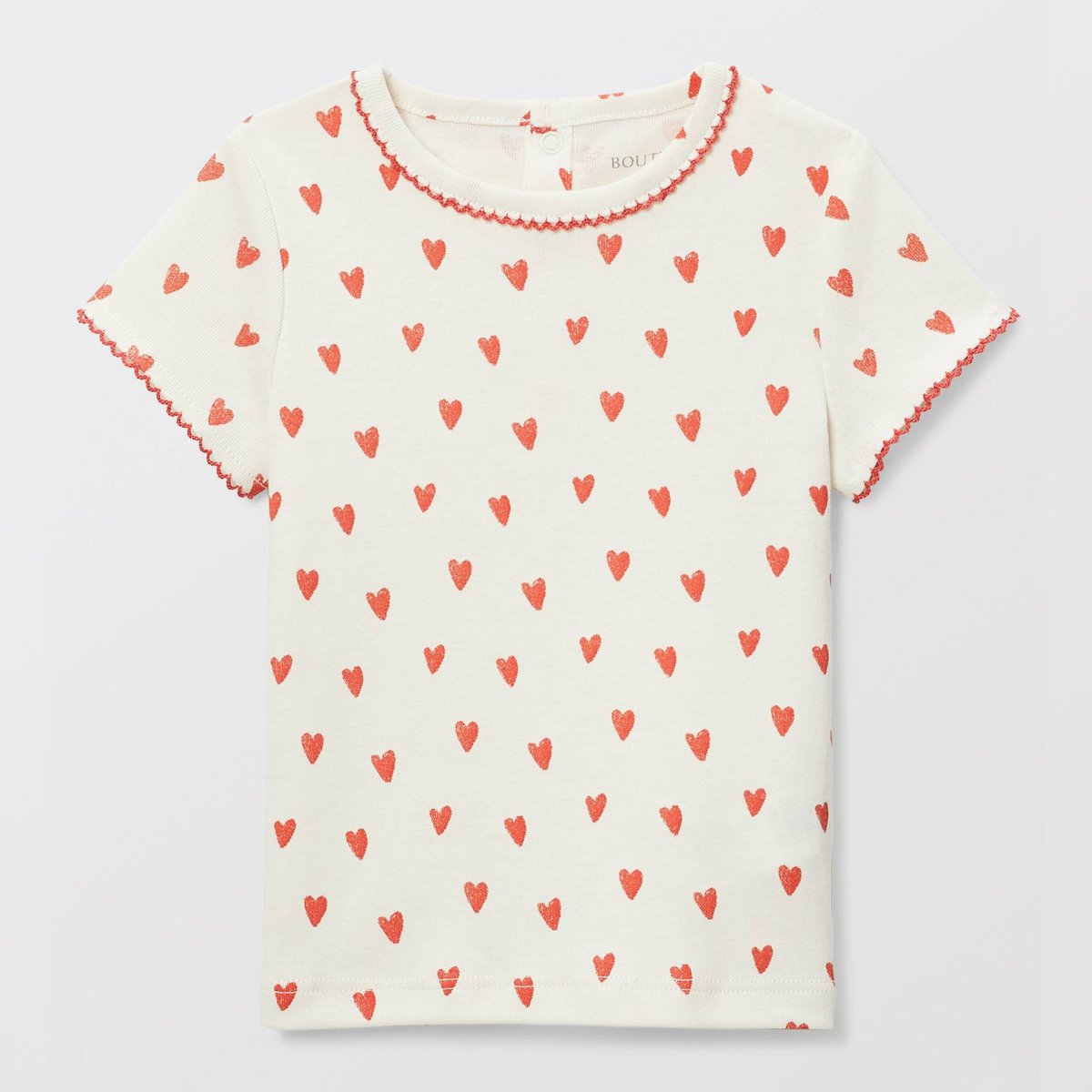 T-shirt manches courtes imprimé en coton BIO GOTS vermillon, BOUT'CHOU