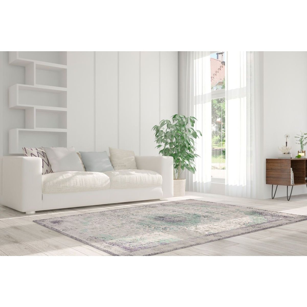Tapis rectangulaire tissé main en acrylique vintage 8401 gris, ARTE ESPINA