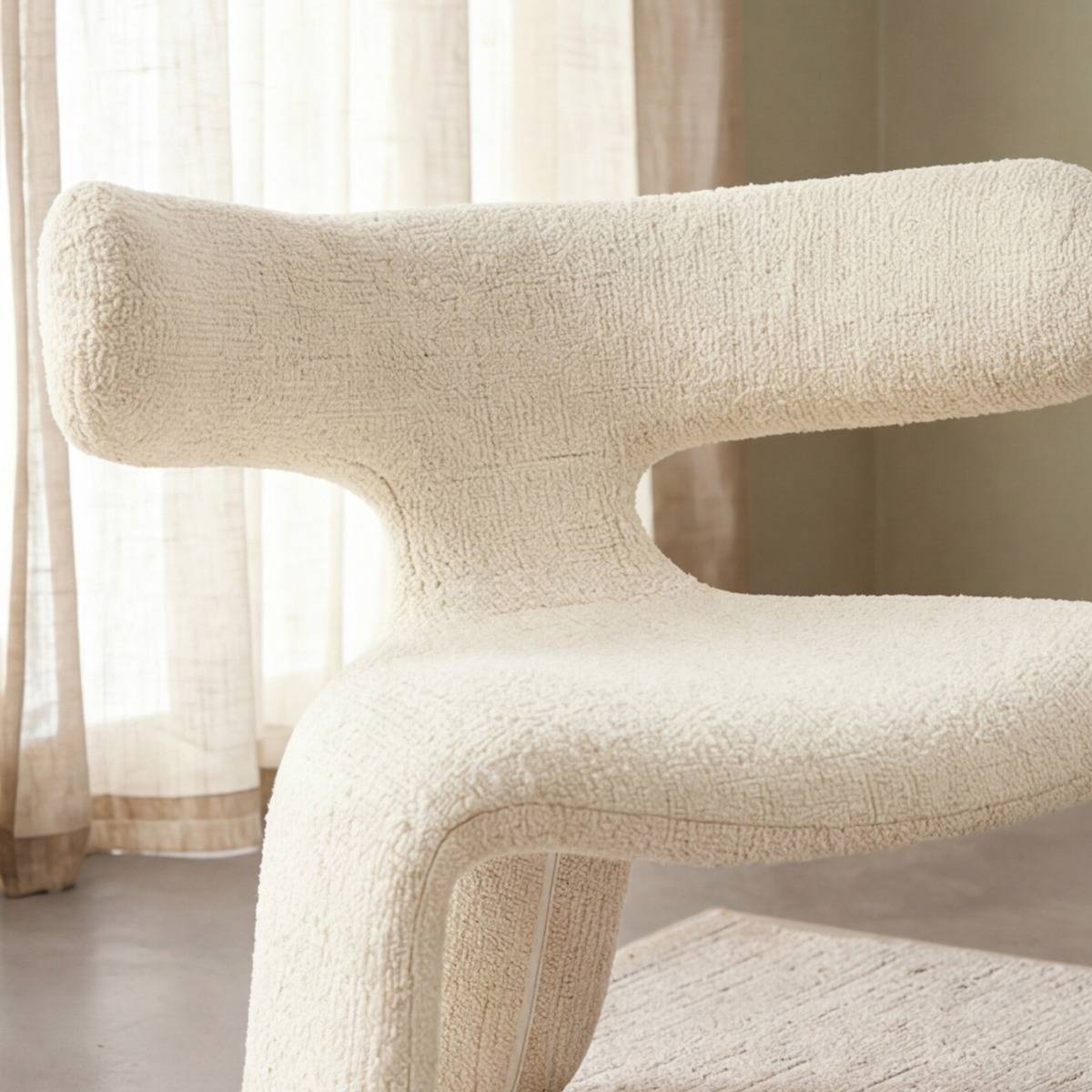 Fauteuil en tissu RÉMY blanc, MADE IN MEUBLES 