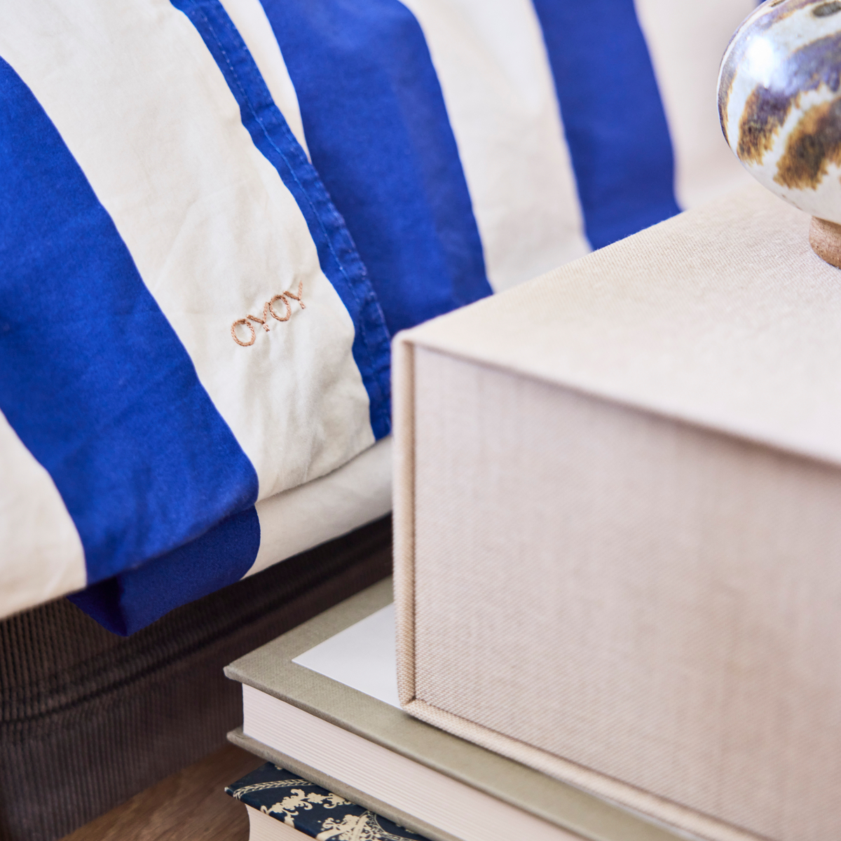 Linge de lit en coton LIVING bleu foncé, OYOY LIVING DESIGN