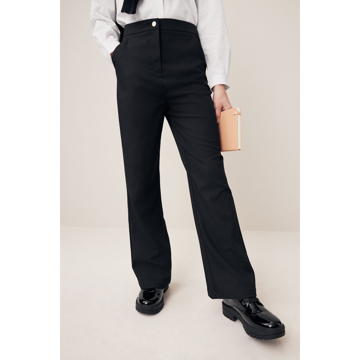 Pantalon d’école sénior évasé à taille haute noir, NEXT