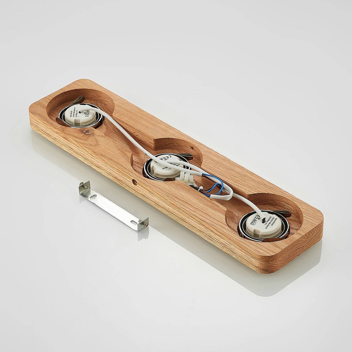 Plafonnier en bois moderneLED, Mikari bois clair, nickel satiné, LINDBY