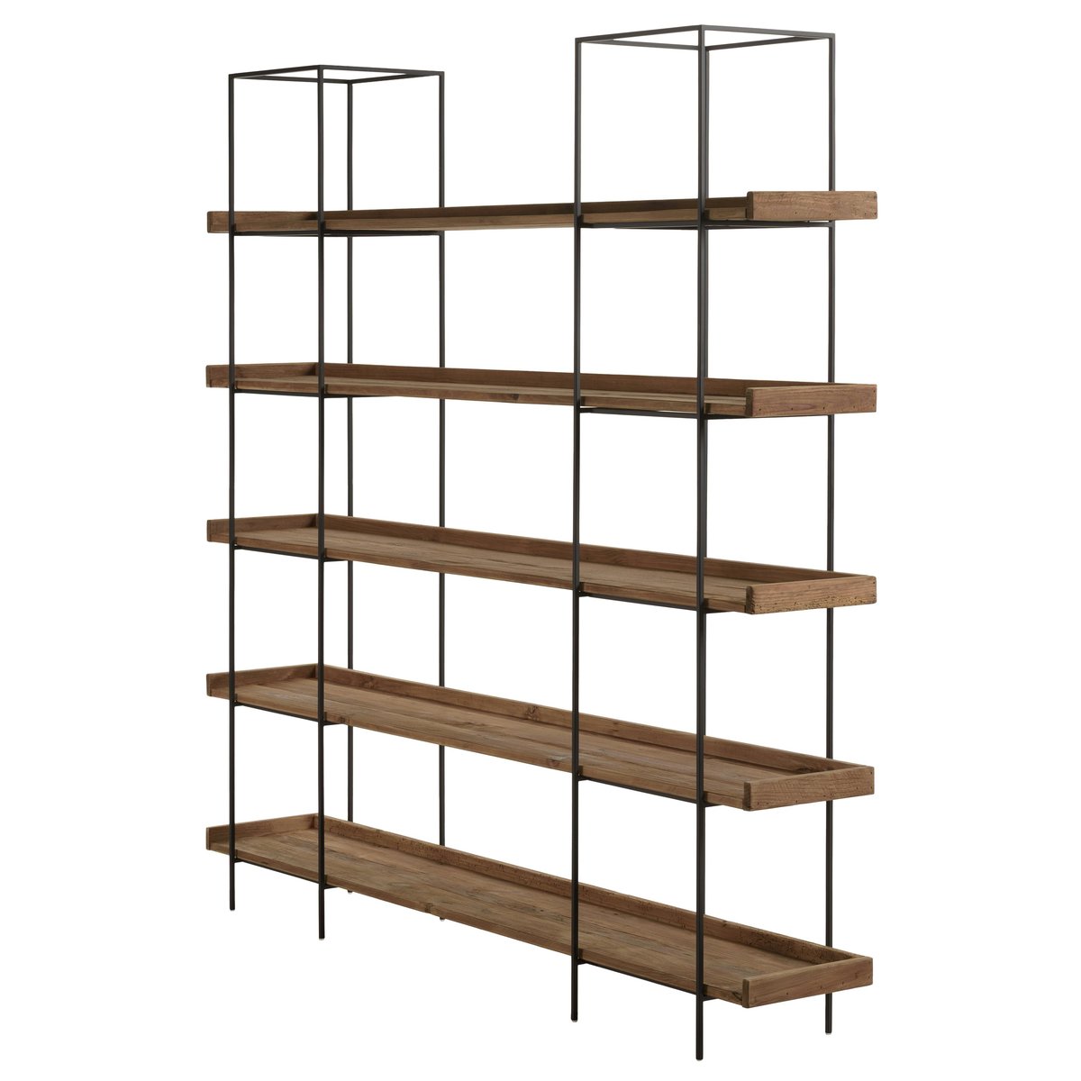 Bibliothèque étagère 5 plateaux pin recyclé CRACOVIE bois naturel, PIER IMPORT