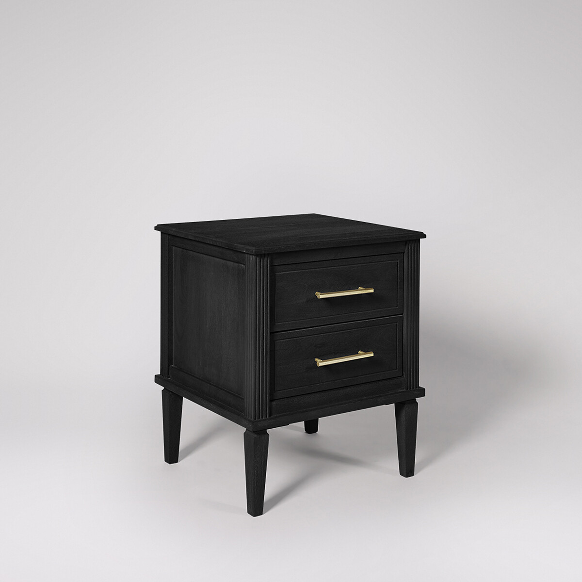 Claudine Mango Wood 2 Drawer Bedside Table black, SWOON
