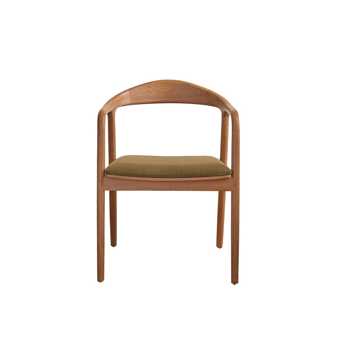 Chaise en teck massif et velours côtelé AMBRE naturel, BERAH GETAH