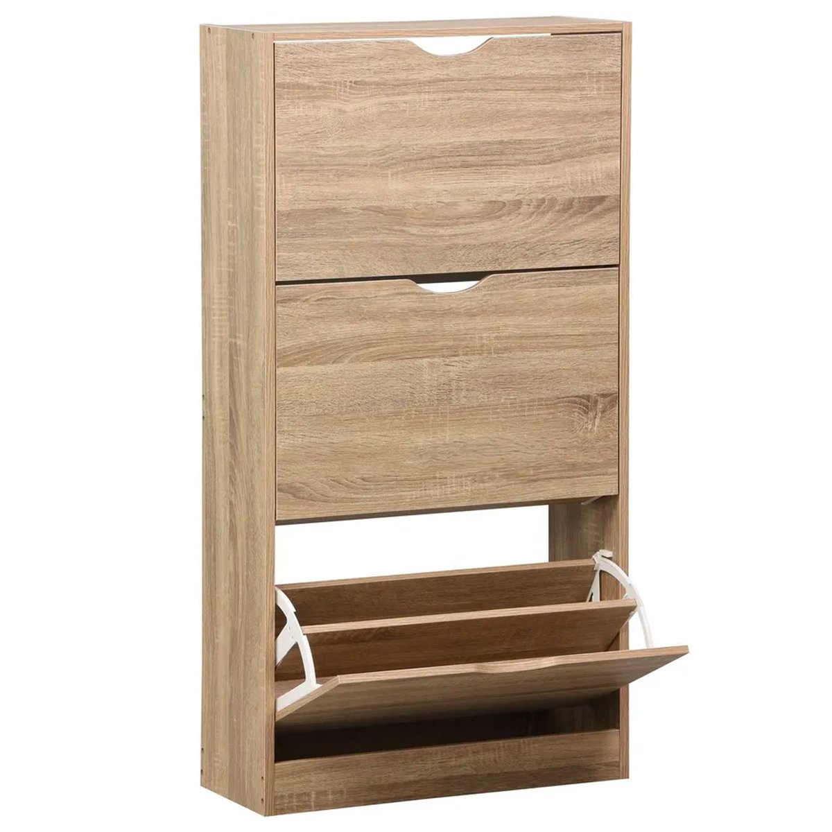 Meuble à chaussures bois 3 placards 60x24x115cm bois, WADIGA
