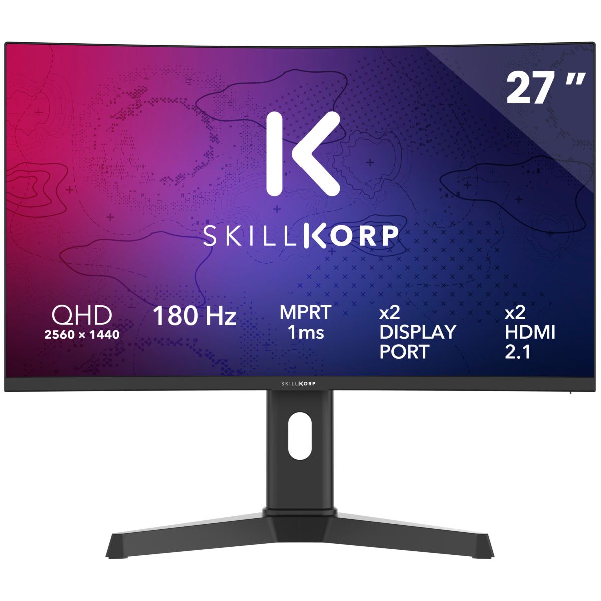 Ecran PC Gamer M27 27" Incurvé 1500R WQHD 180Hz Fast VA HDMI 2.1 AMD FreeSync couleur unique, SKILLKORP