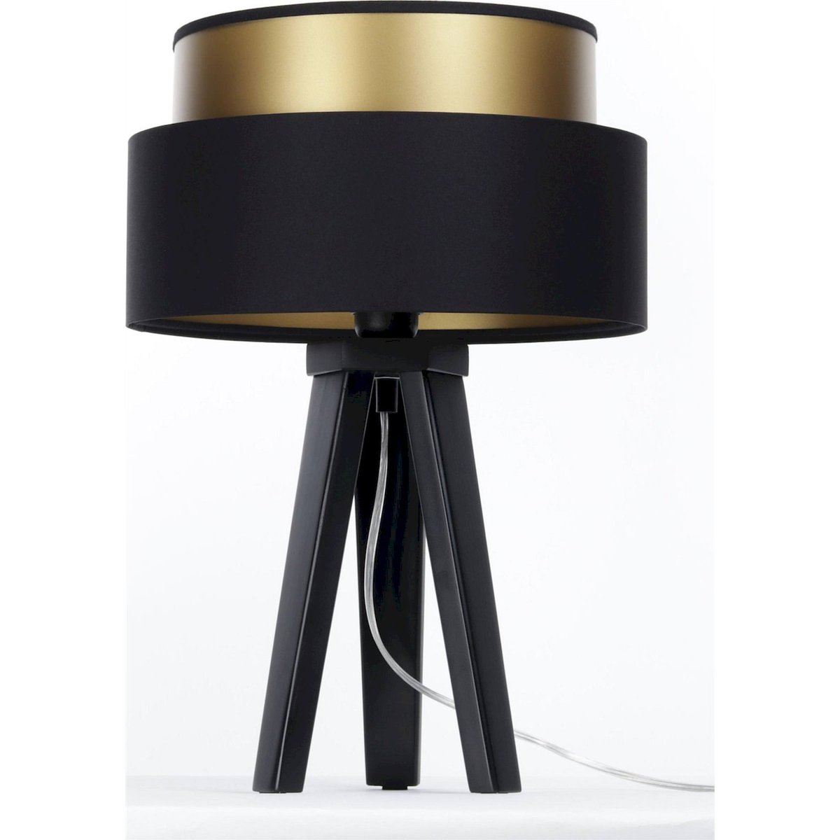 Lampe à poser ronde, DUO ELLEGANT noir satiné avec intérieur doré, BPS KONCEPT