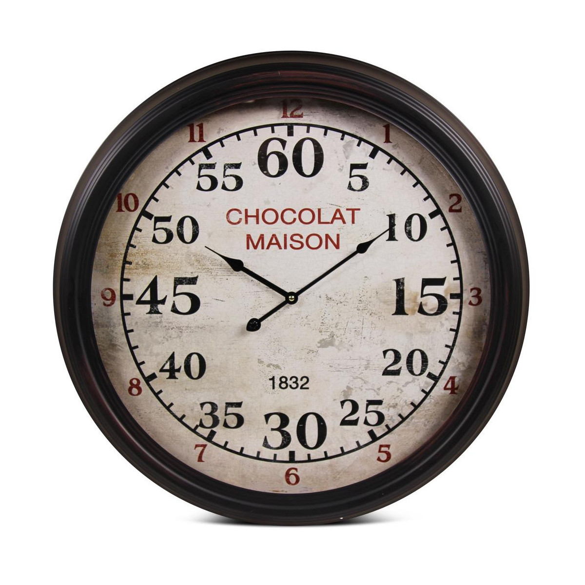 Horloge ancienne murale chocolat maison blanc, DECORATION D’AUTREFOIS