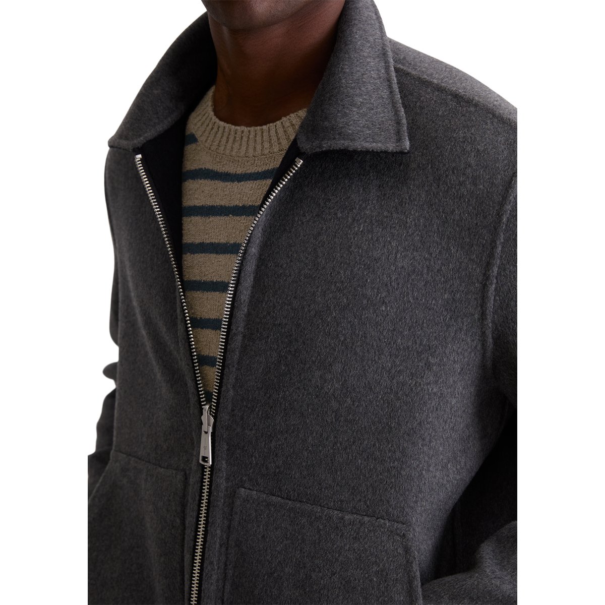 Veste en laine réversible regular en laine double face compacte bleu foncé, MARC O'POLO