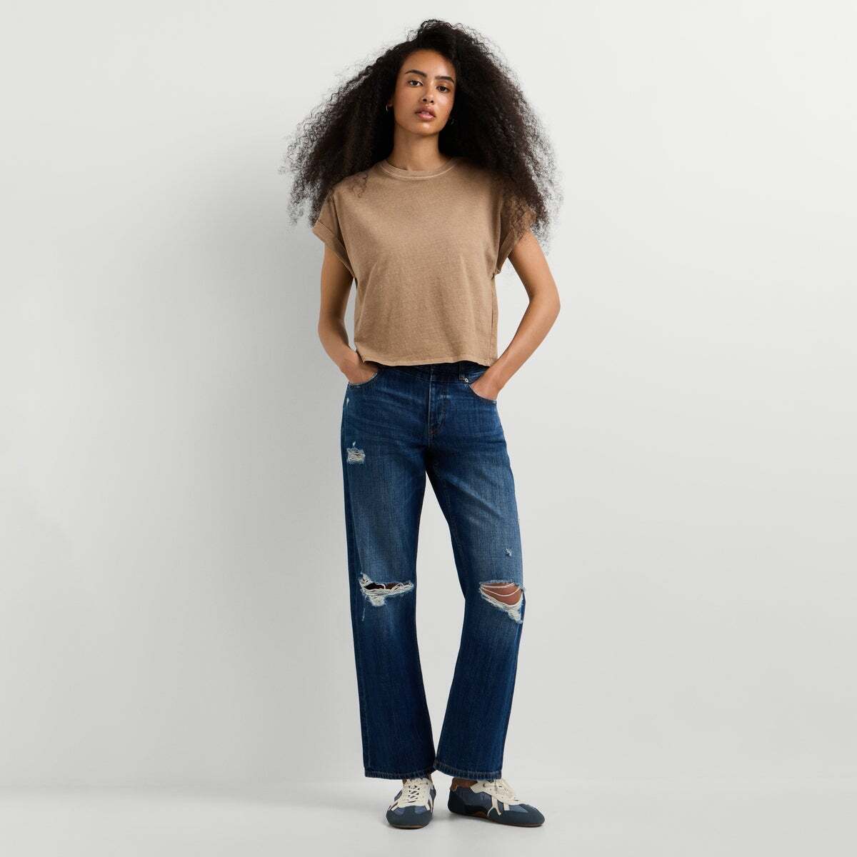 Craft - Jean Coupe Boyfriend, Taille Moyenne classique mid blue damage, PEPE JEANS