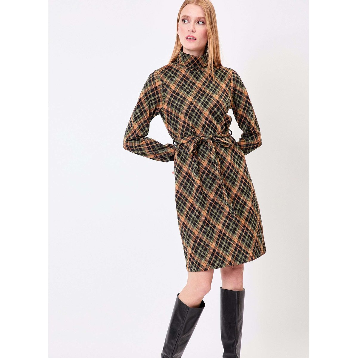 Robe en maille jacquard imprimée bio ALOE marron, PRINCESSE NOMADE