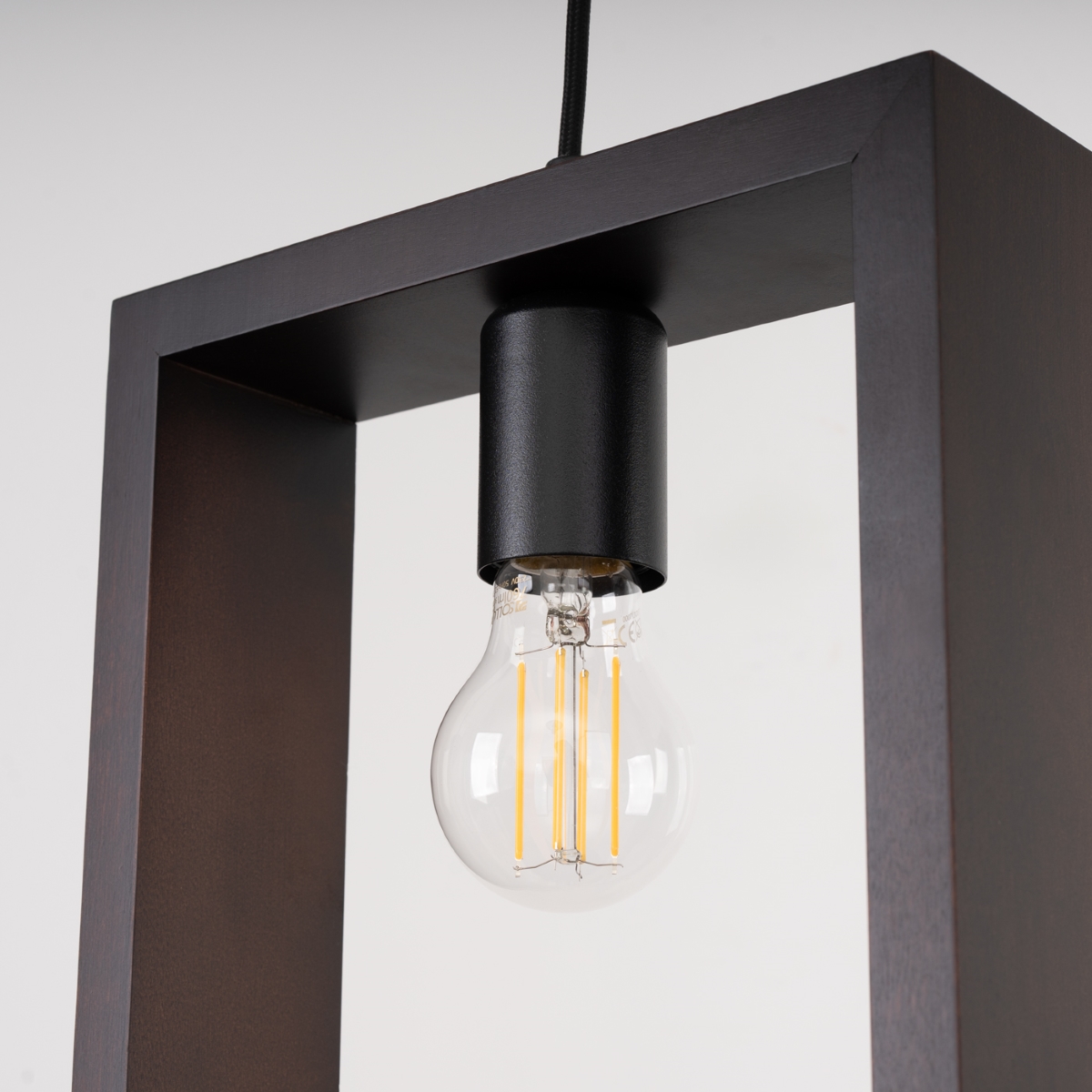 Suspension Acier Wengé E27 1 Aries marron, EDEN