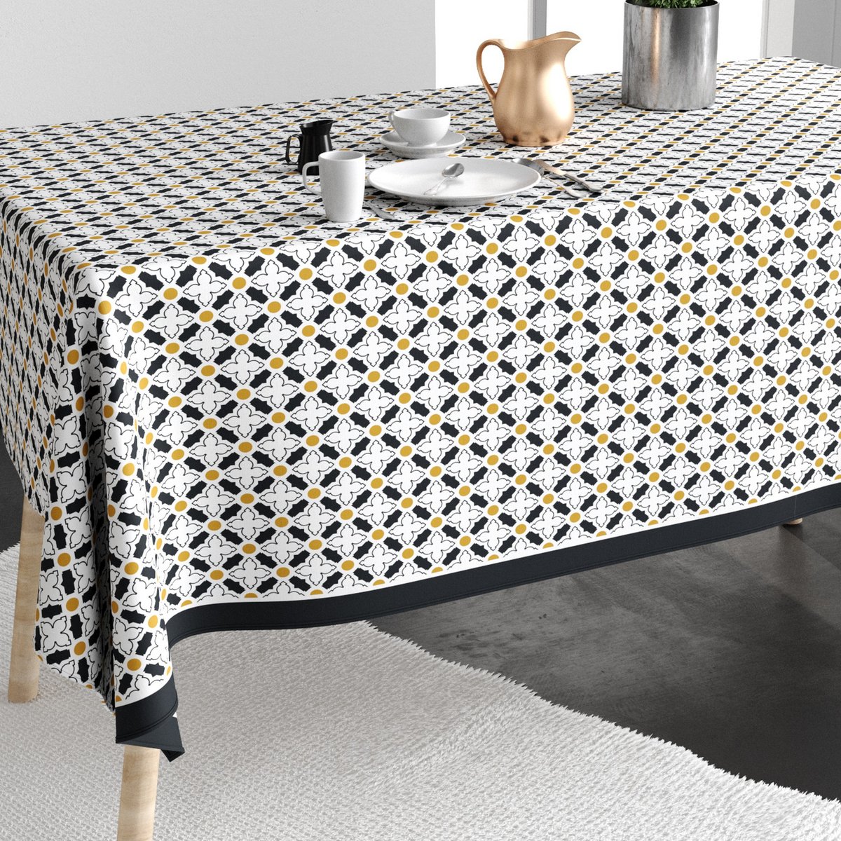 Nappe rectangulaire anti tache Coton Porta jaune, EDEN