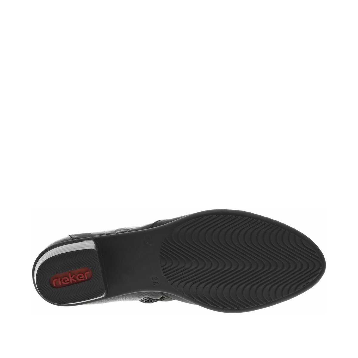 Boots en cuir noires à talon décroché bas avec un zip côté interne noires, RIEKER
