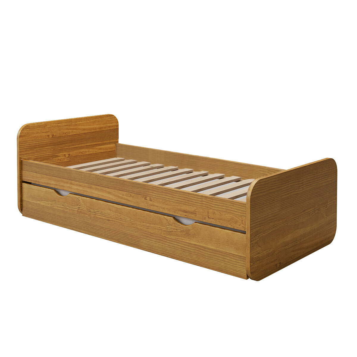 Pack lit gigogne avec 2 matelas Bois massif LUPIN noisette, AKITEN RETAIL