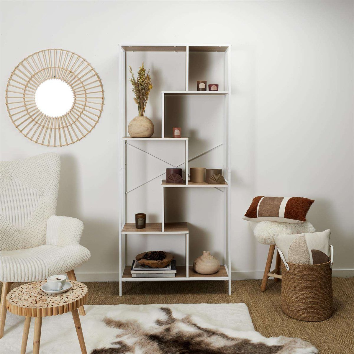 Etagère 5 niveaux design industriel en bois et métal EDISON blanc, THE HOME DECO FACTORY