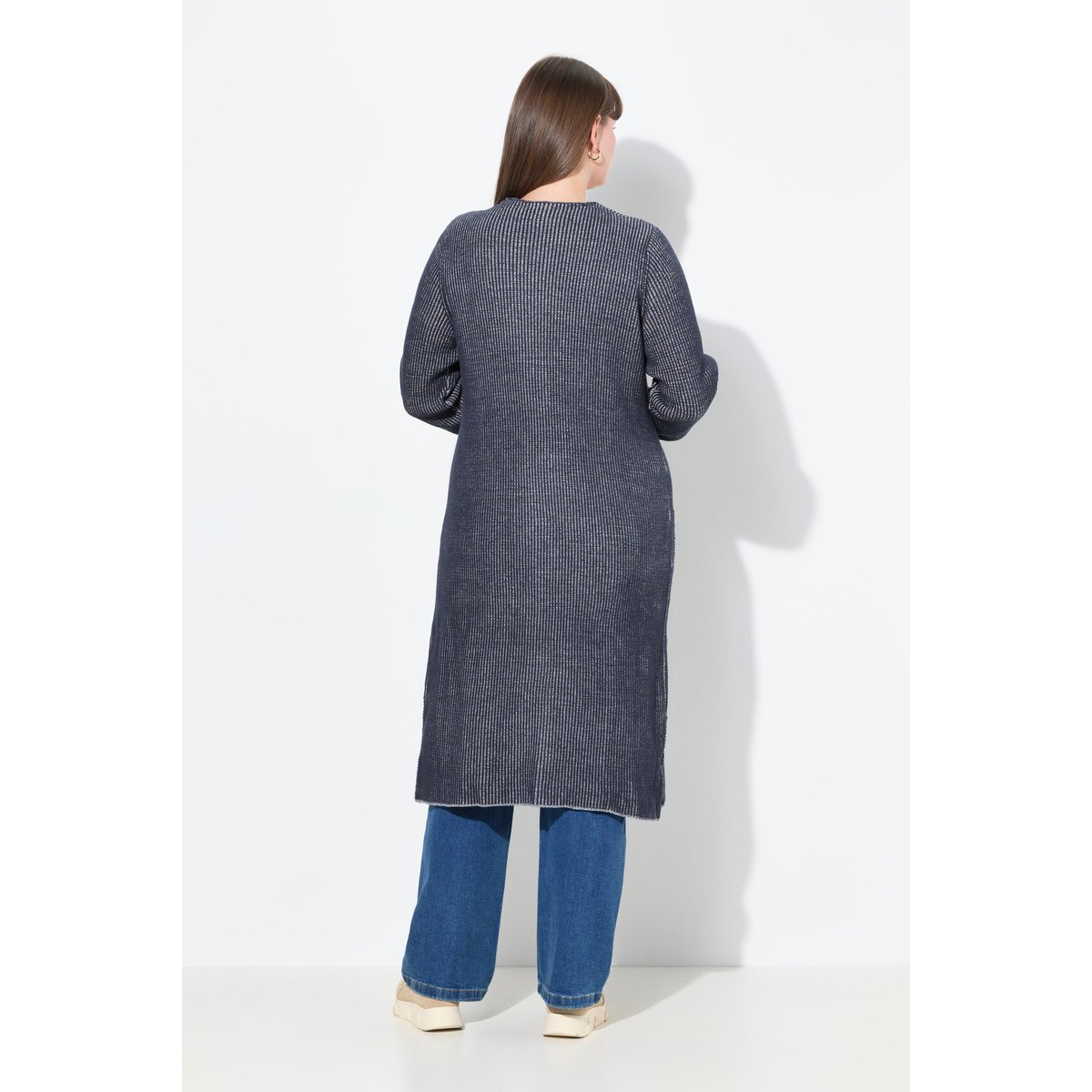 Cardigan long en coton bio marine, ULLA POPKEN