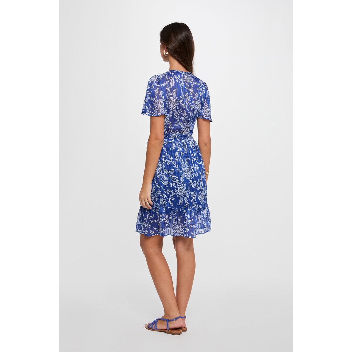 Robe courte col v multicolore, MORGAN