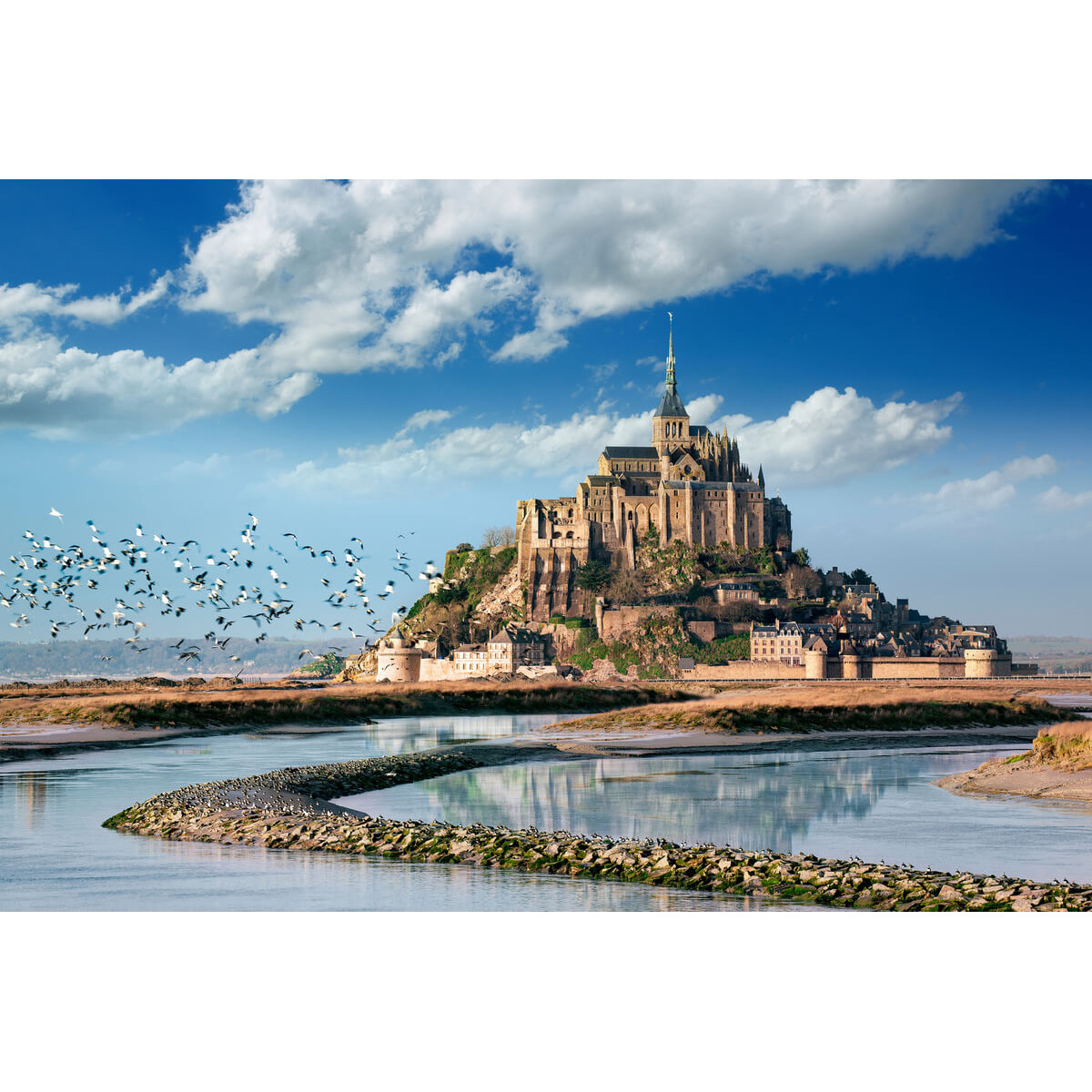 Tableau Mural Mont-saint-michel Marée Basse ARCHITECTURE tableau en verre synthétique, CEANOTHE