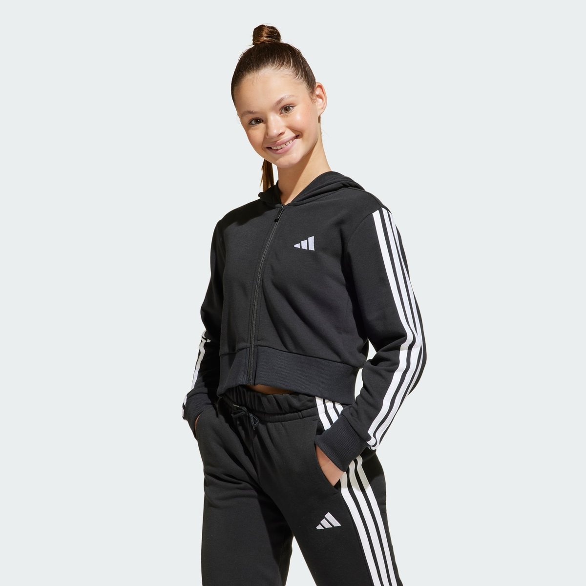Veste À Capuche Entièrement Zippée Essentials Enfants Veste À Capuche Entièrement Zippée Essentials Enfants black / white, ADIDAS SPORTSWEAR