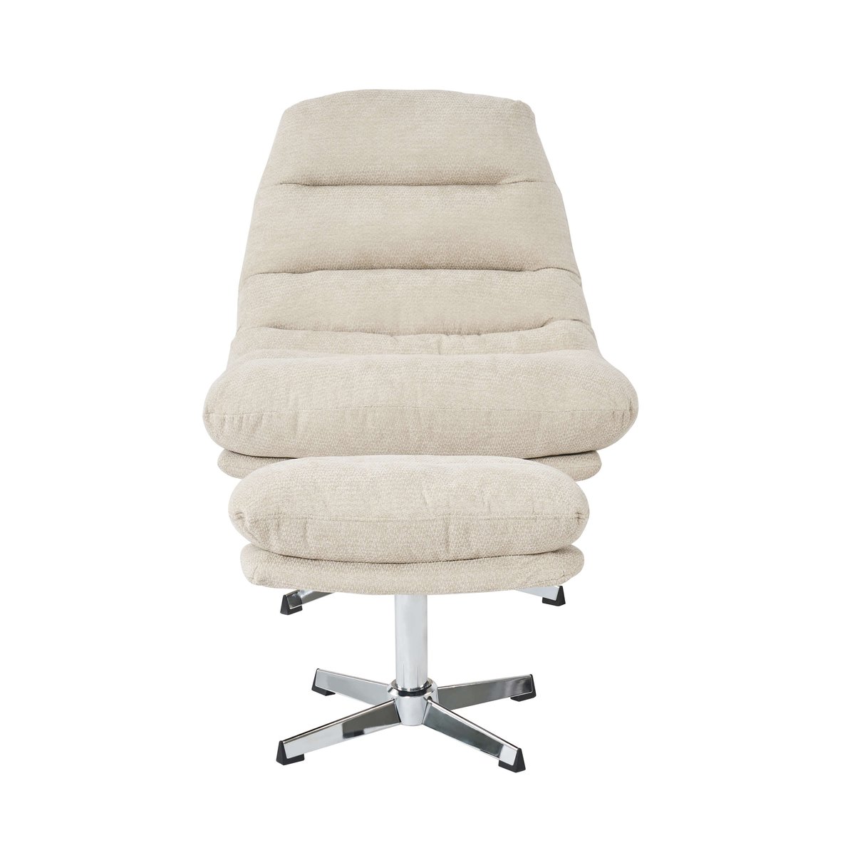 Fauteuil rotatif + repose-pieds tissu THEMIS blanc, BAÏTA
