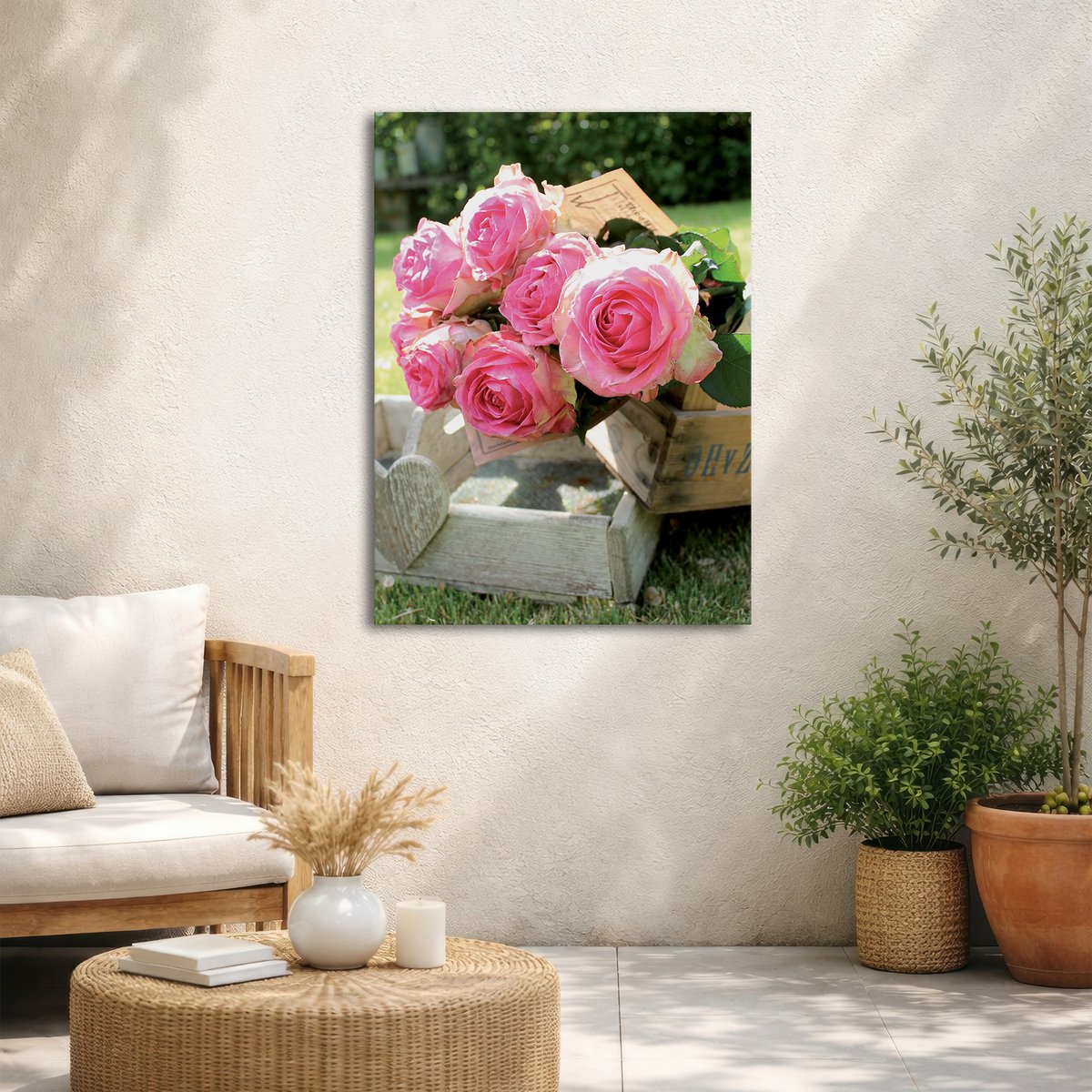 Tableau de jardin Bouquet de roses rose, gris, ART FOR THE HOME