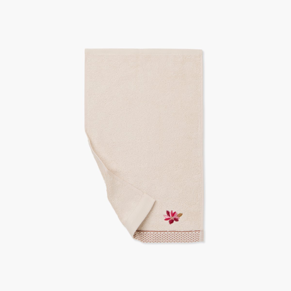 Serviette invité coton et viscose de bambou SOLARA sable, CARRE BLANC