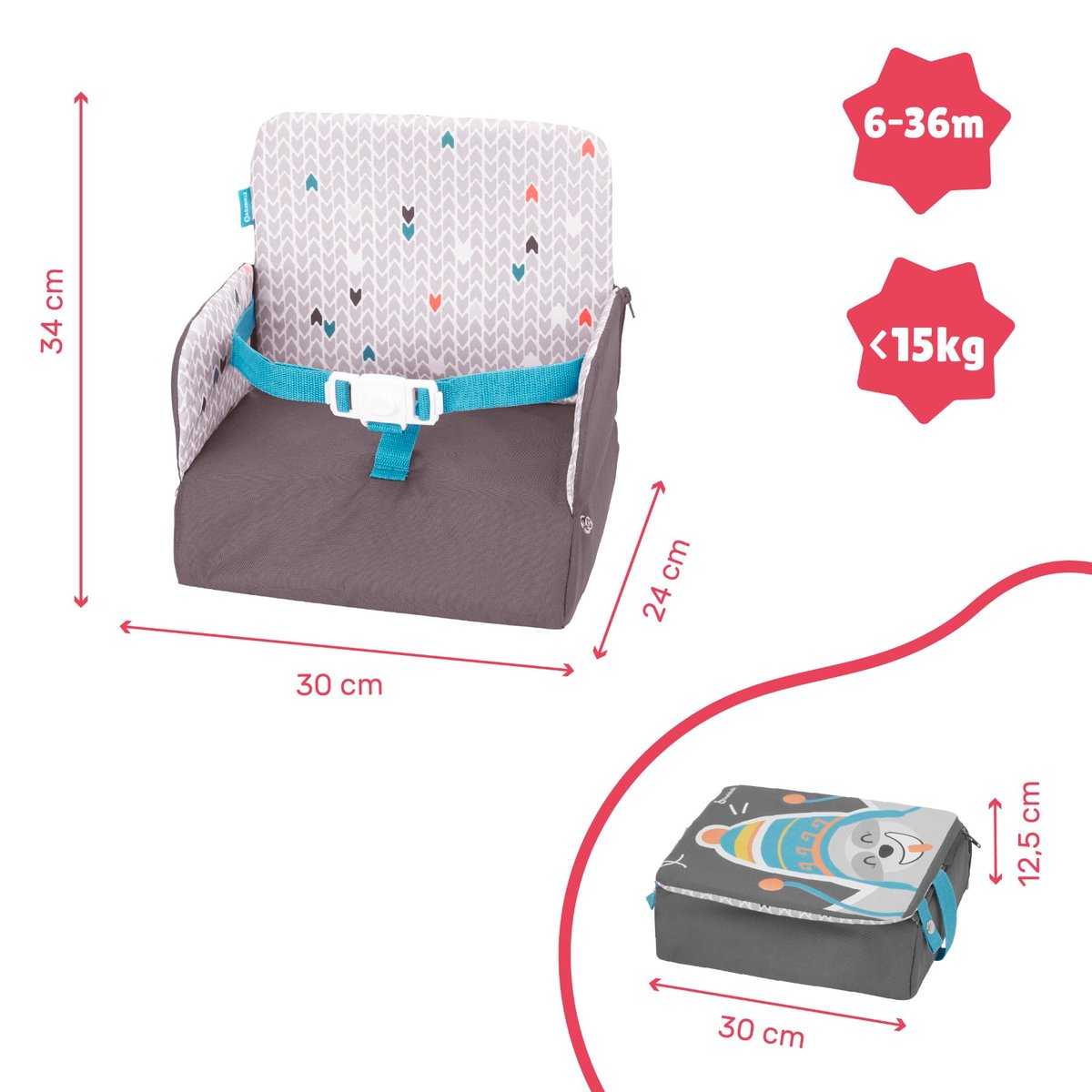 Rehausseur de chaise nomade Yummy Travel gris, BADABULLE