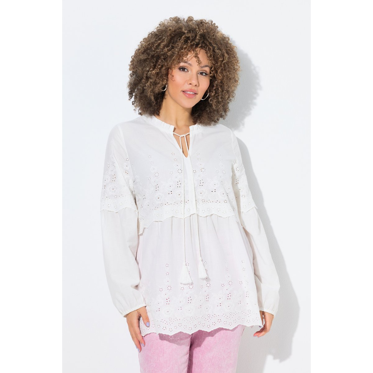 Blouse brodée blanc cassé, ULLA POPKEN