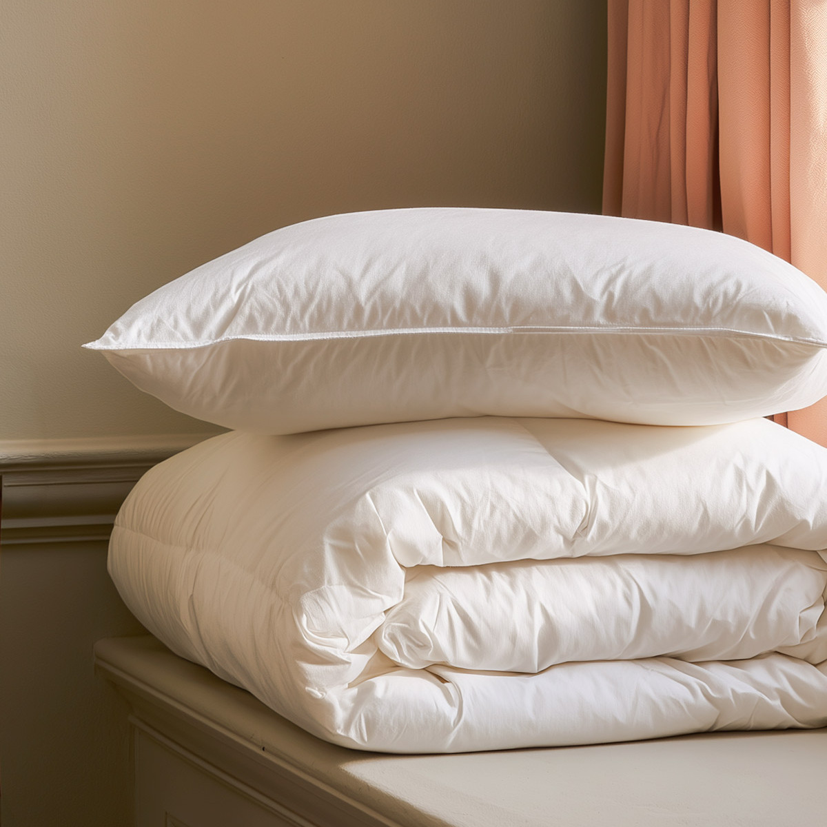 Pack couette 200x200 cm + 1 oreiller COURCHEVEL blanc, SENSEI MAISON