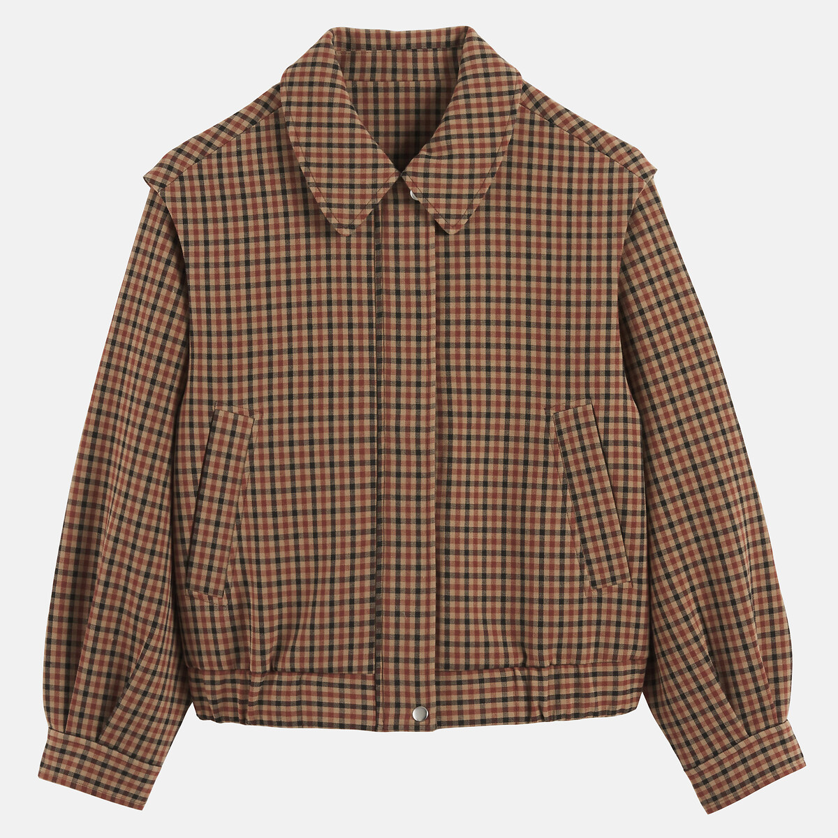 Blouson à carreaux à col chemise carreaux beige, LA REDOUTE COLLECTIONS