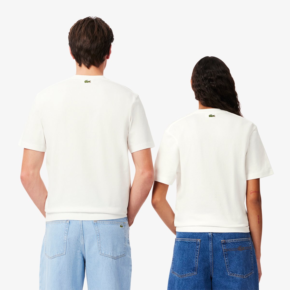 T-shirt coton imprimé signature blanc-70v, LACOSTE