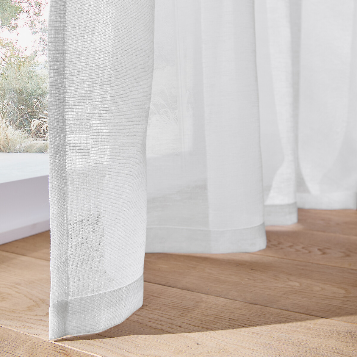 Lote de 2 cortinados com presilhas escondidas, Majo branco, LA REDOUTE INTERIEURS