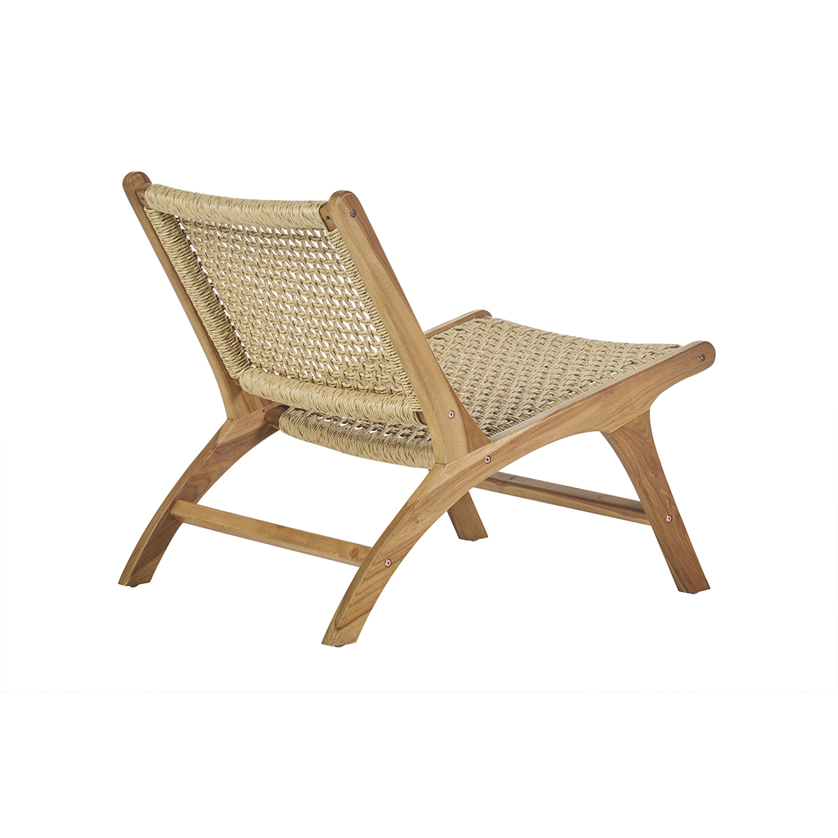 Fauteuil lounge en bois teck massif et corde tressée SUMBA marron, MILIBOO