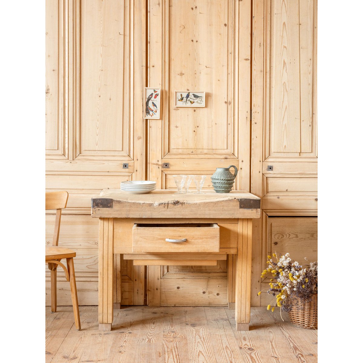 Meuble de métier en bois Fernand N°405 - Bon état bois clair, DEBONGOUT