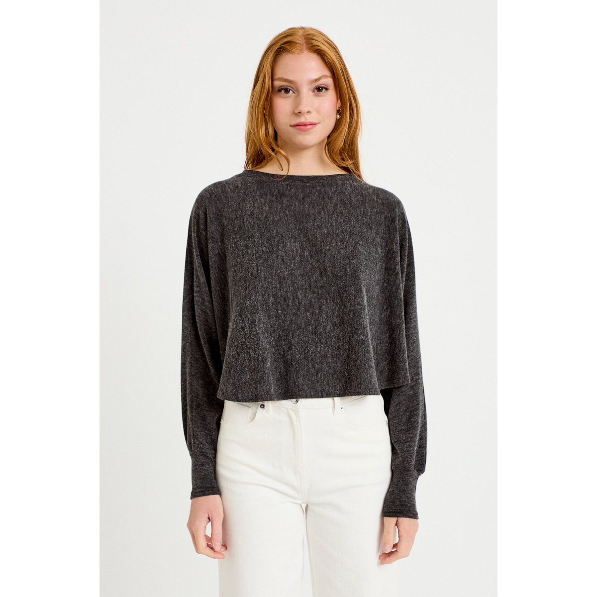 Cape boyfriend cropped col rond gris foncé, CACHE CACHE