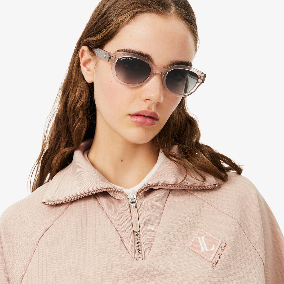 Sweatshirt fabriqué en France col zippé beige-s69, LACOSTE