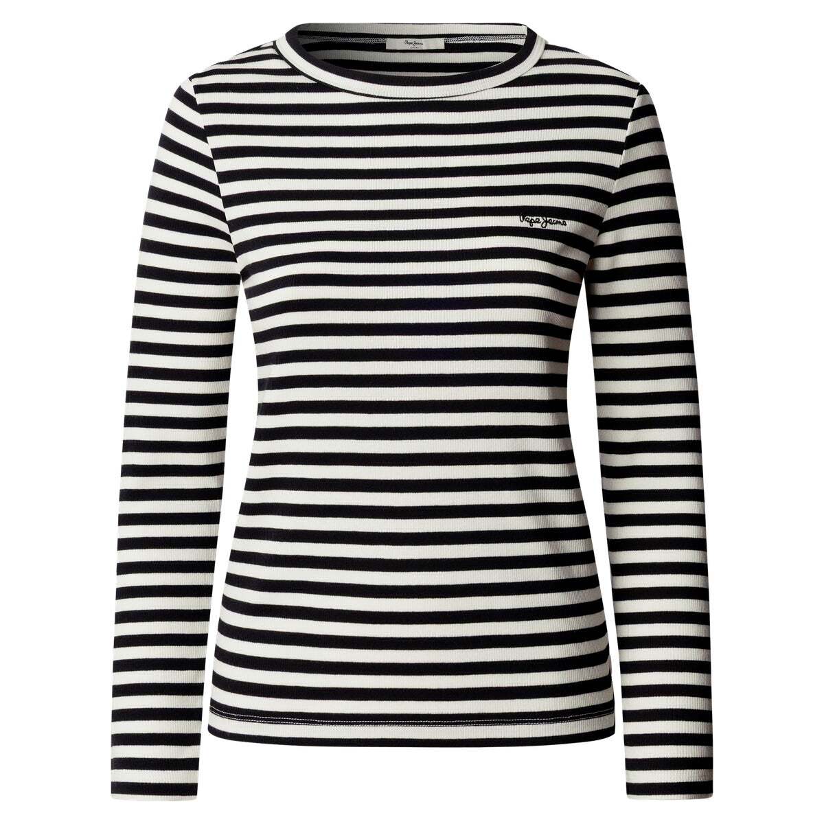 T-Shirt À Manches Longues À Rayures blanche mousse, PEPE JEANS