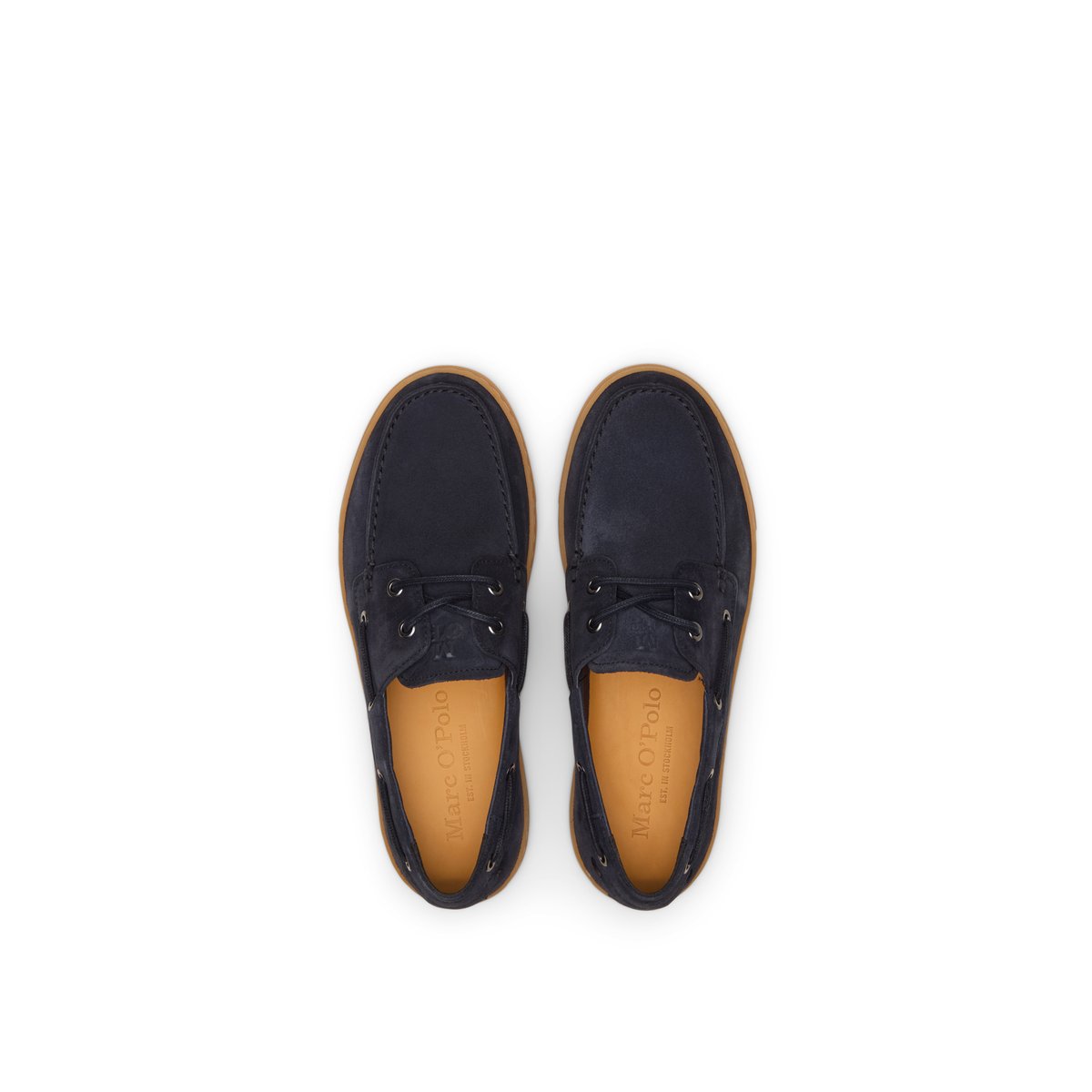 Mocassin modèle à carreaux en cuir velours bleu fonce, MARC O'POLO