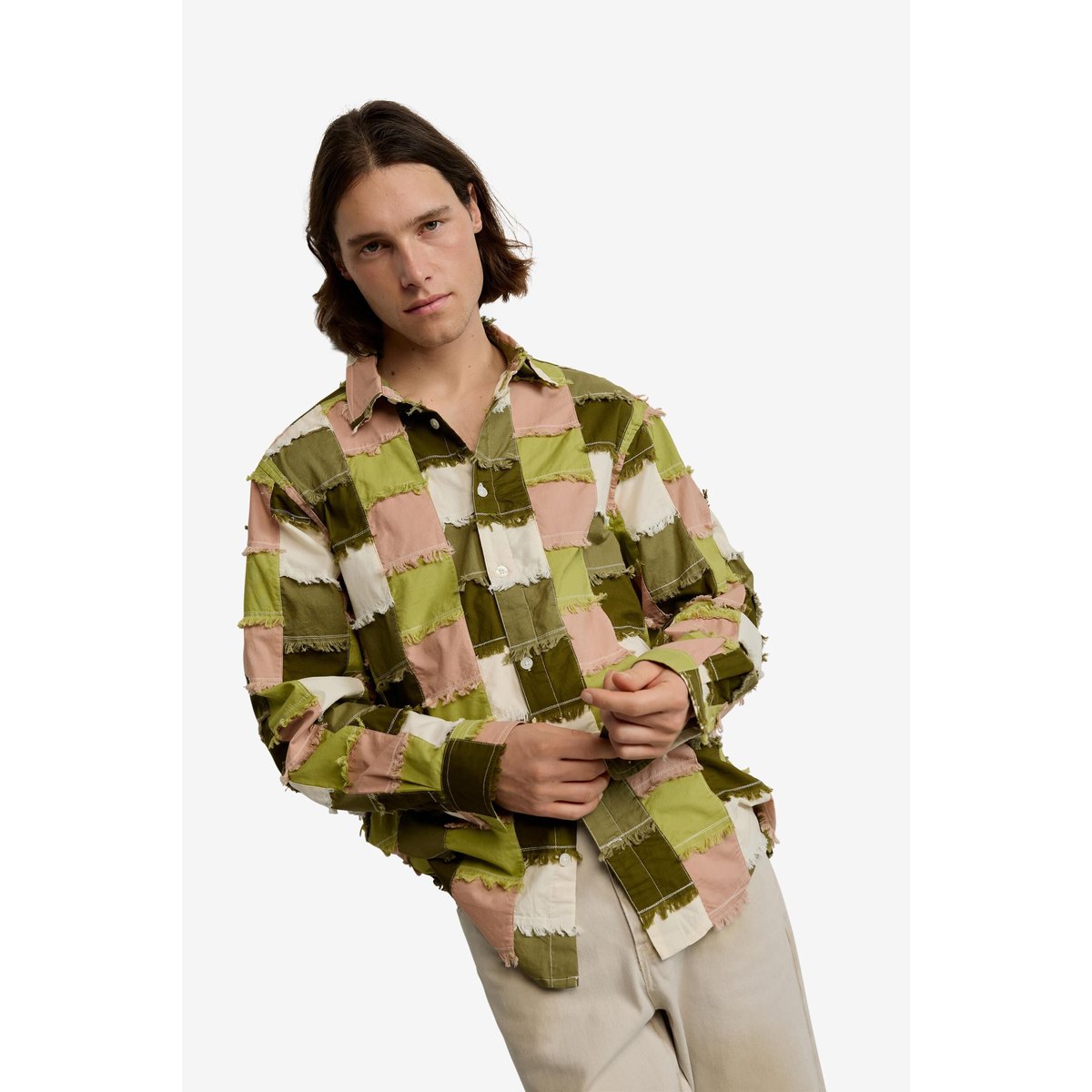 Chemise à carreaux patchwork vert, DESIGUAL