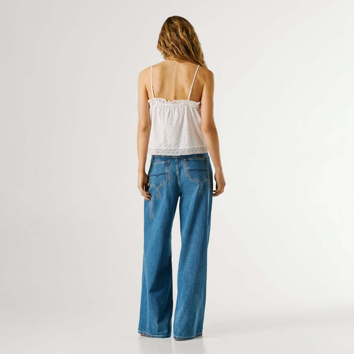 Top À Bretelles Avec Détails Ajourés blanc, PEPE JEANS