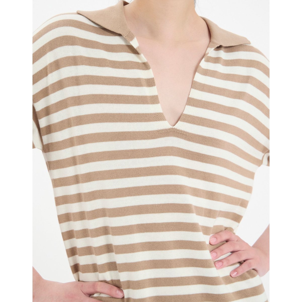 Robe Océane en coton à rayures marines beige ecru, INES DE LA FRESSANGE PARIS